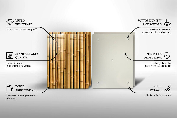 Placă sticla protectie aragaz Natura boho bambus