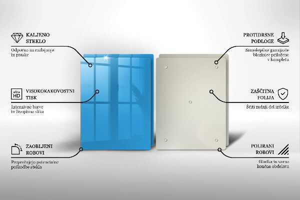 Placa din sticla protectie perete bucatarie Culoarea albastra