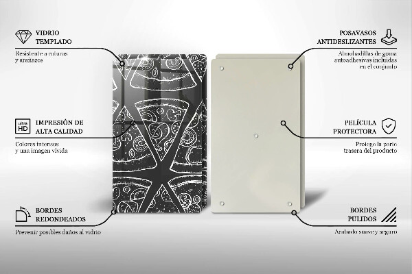 Placă sticla protectie aragaz Ilustrație de pizza