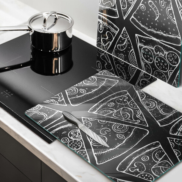 Placă sticla protectie aragaz Ilustrație de pizza