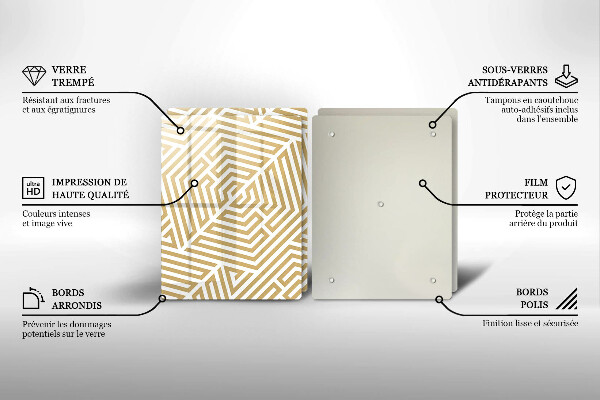 Placă sticla protectie aragaz Linii geometrice