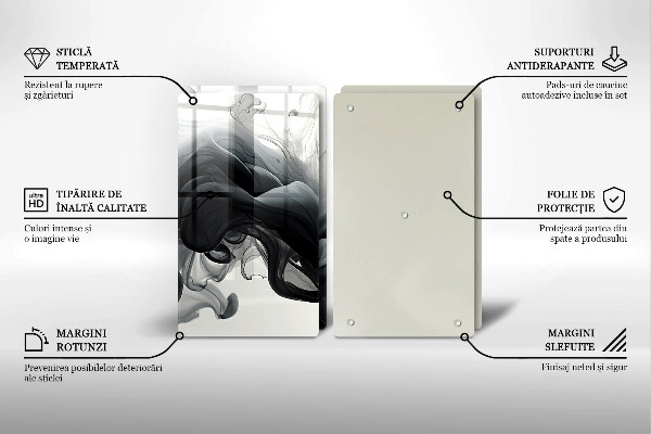 Placă sticla protectie aragaz Fum negru abstracție