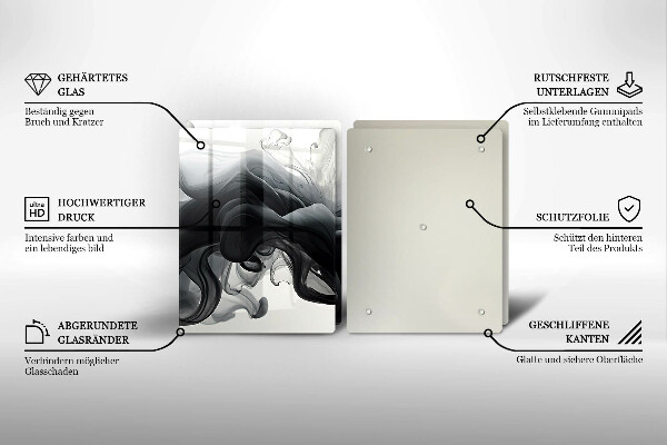 Placă sticla protectie aragaz Fum negru abstracție