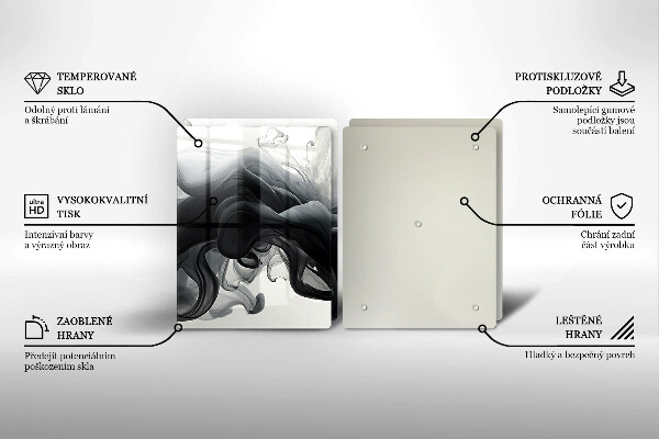 Placă sticla protectie aragaz Fum negru abstracție