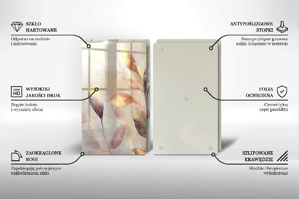 Placă din sticla protectie perete Frunze boho pictate