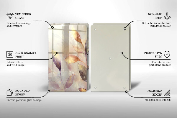 Placă din sticla protectie perete Frunze boho pictate