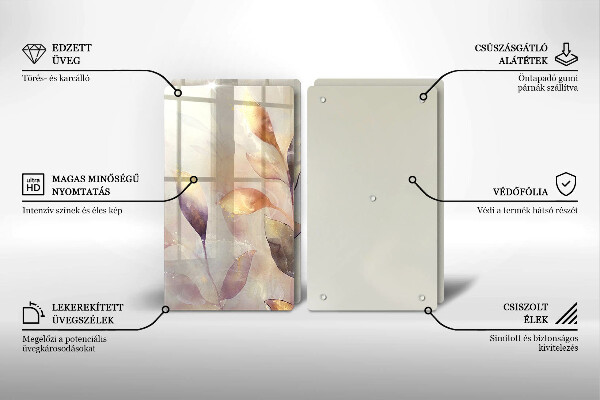 Placă din sticla protectie perete Frunze boho pictate