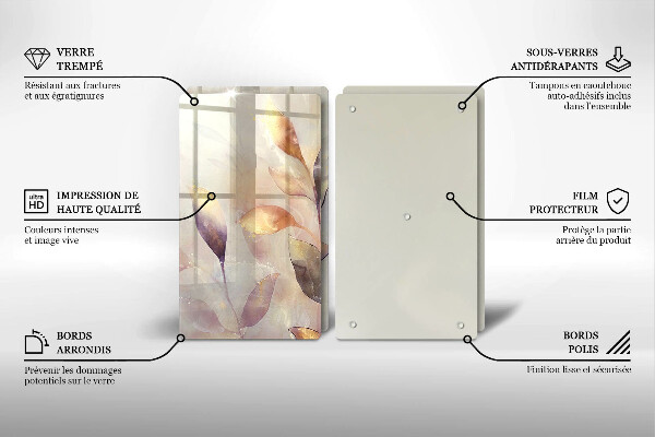 Placă din sticla protectie perete Frunze boho pictate