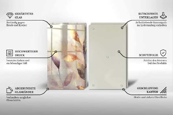 Placă din sticla protectie perete Frunze boho pictate