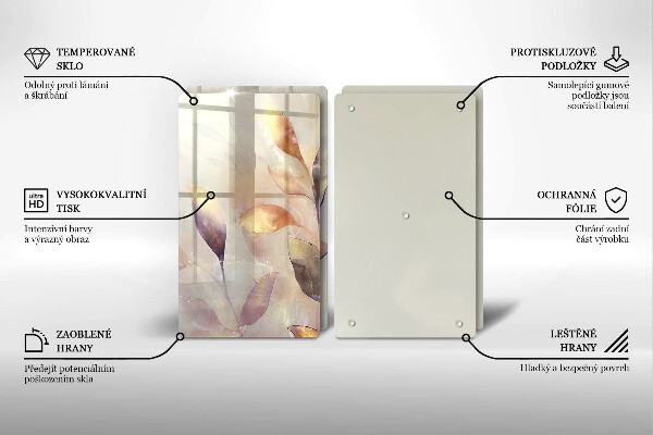 Placă din sticla protectie perete Frunze boho pictate