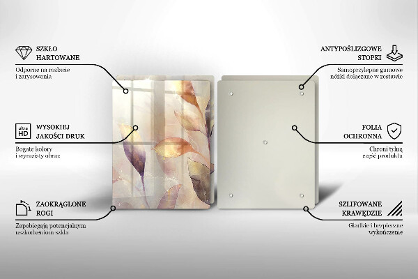 Placă din sticla protectie perete Frunze boho pictate
