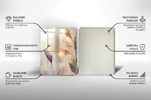 Placă din sticla protectie perete Frunze boho pictate