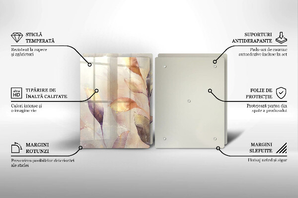 Placă din sticla protectie perete Frunze boho pictate