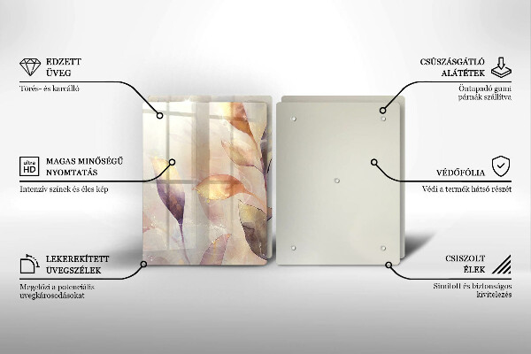 Placă din sticla protectie perete Frunze boho pictate