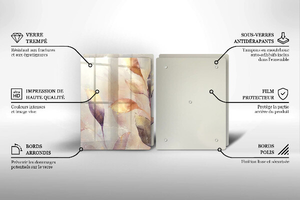 Placă din sticla protectie perete Frunze boho pictate