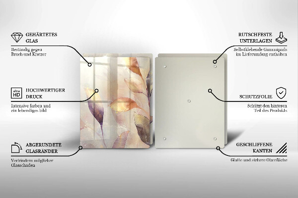 Placă din sticla protectie perete Frunze boho pictate