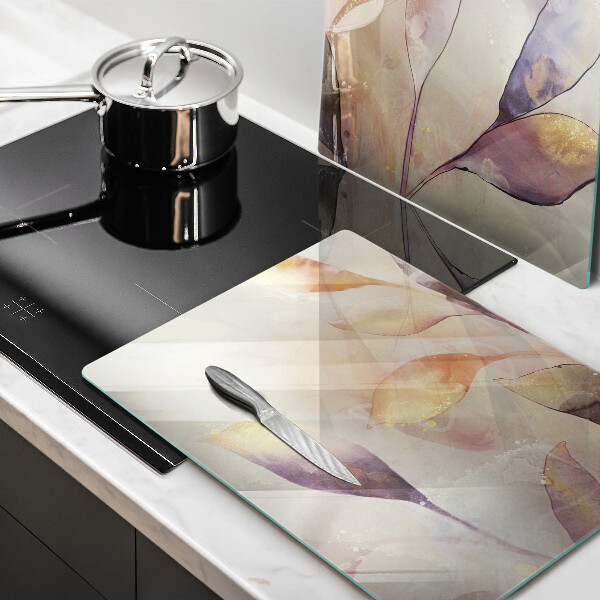 Placă din sticla protectie perete Frunze boho pictate