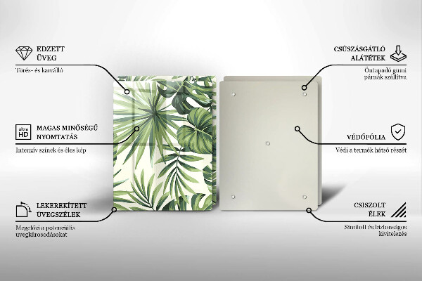 Placă din sticla protectie perete Ilustrație cu frunze de monstera