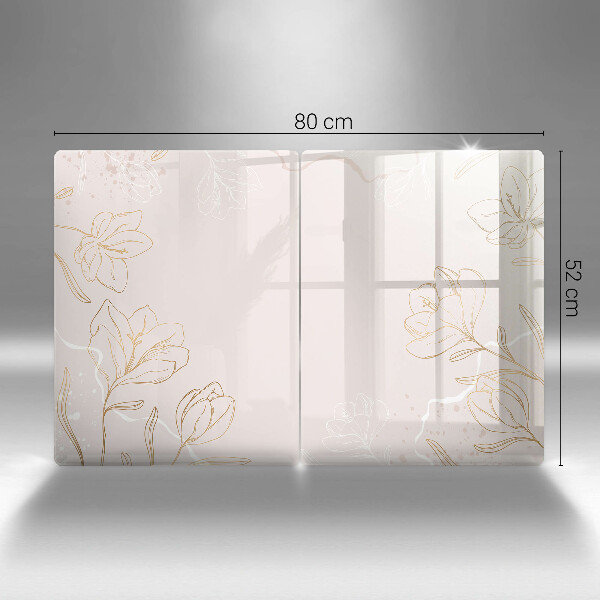 Placă sticla protectie aragaz Contururile florilor