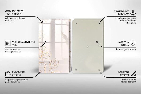 Placă sticla protectie aragaz Contururile florilor