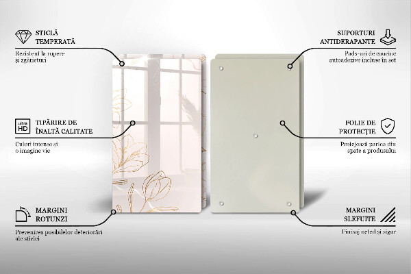 Placă sticla protectie aragaz Contururile florilor