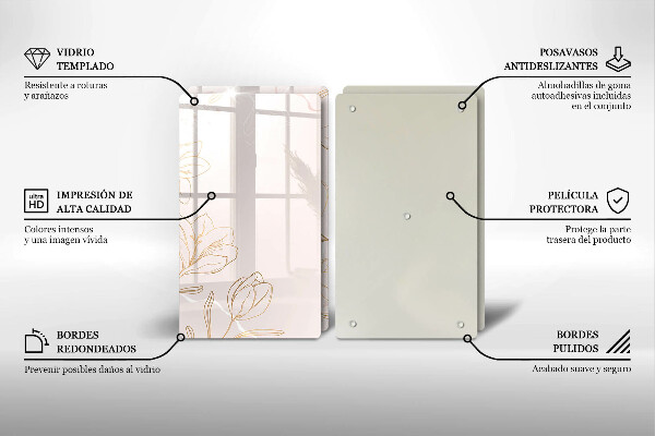 Placă sticla protectie aragaz Contururile florilor