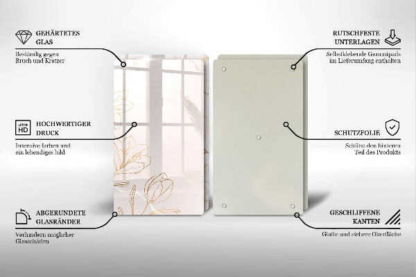 Placă sticla protectie aragaz Contururile florilor