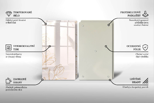 Placă sticla protectie aragaz Contururile florilor