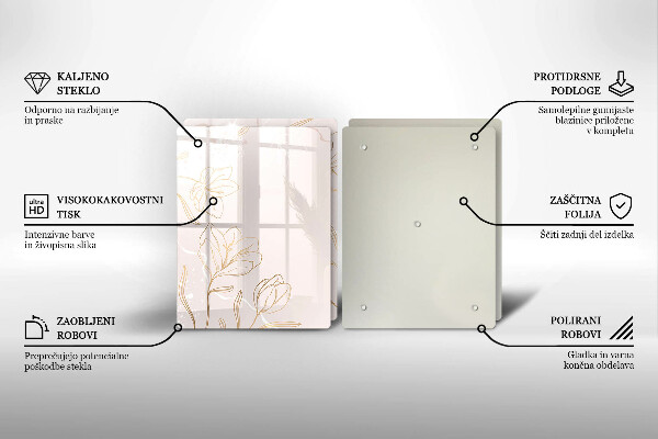 Placă sticla protectie aragaz Contururile florilor