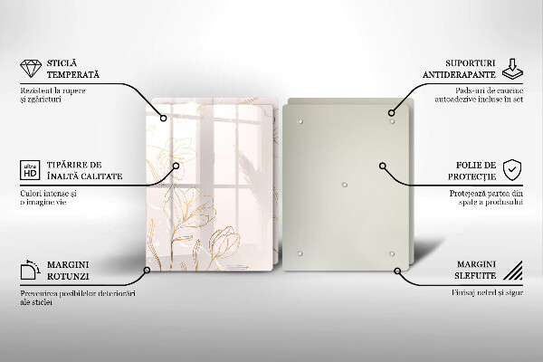 Placă sticla protectie aragaz Contururile florilor