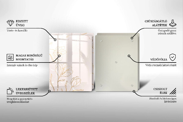 Placă sticla protectie aragaz Contururile florilor