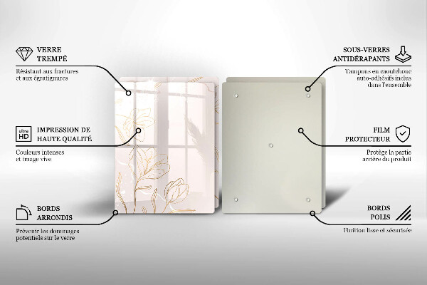 Placă sticla protectie aragaz Contururile florilor