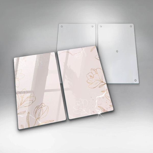 Placă sticla protectie aragaz Contururile florilor