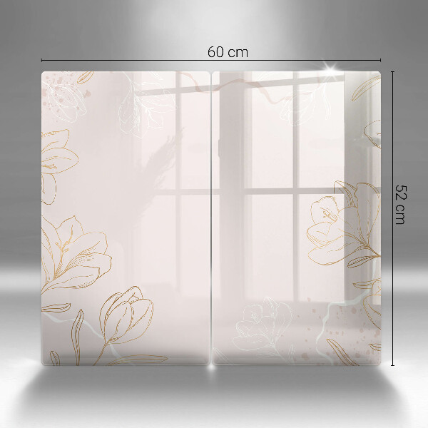 Placă sticla protectie aragaz Contururile florilor