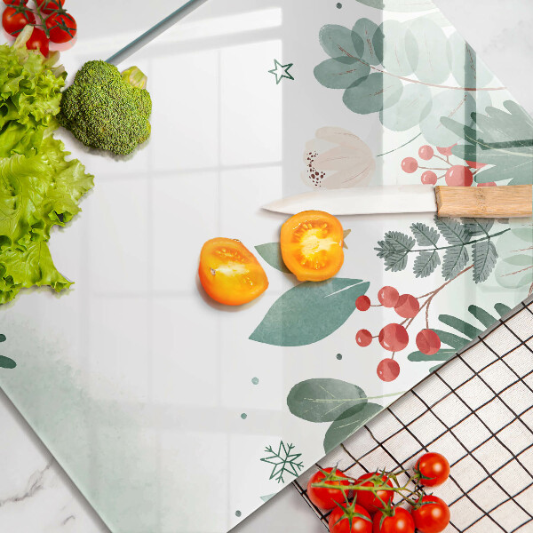 Placă sticla protectie aragaz Acuarelă frunze