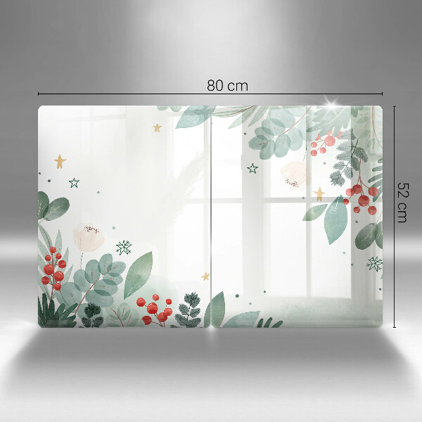 Placă sticla protectie aragaz Acuarelă frunze