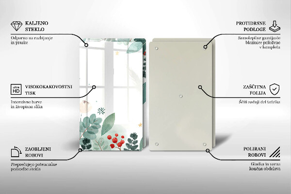 Placă sticla protectie aragaz Acuarelă frunze