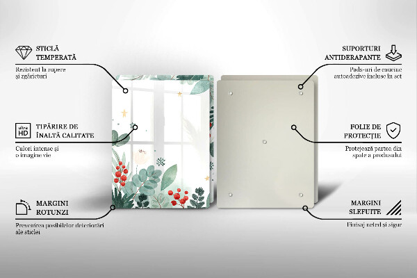 Placă sticla protectie aragaz Acuarelă frunze