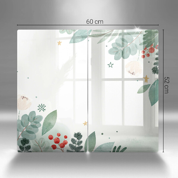 Placă sticla protectie aragaz Acuarelă frunze