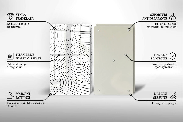 Placă sticla protectie aragaz Abstracția liniilor negre