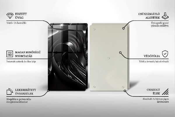 Placă sticla protectie aragaz Masă neagră abstractă