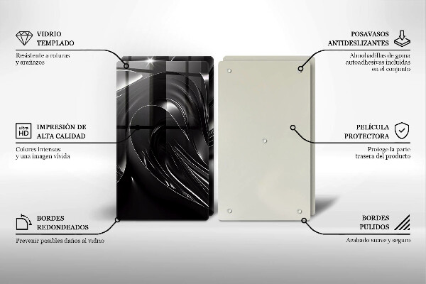 Placă sticla protectie aragaz Masă neagră abstractă