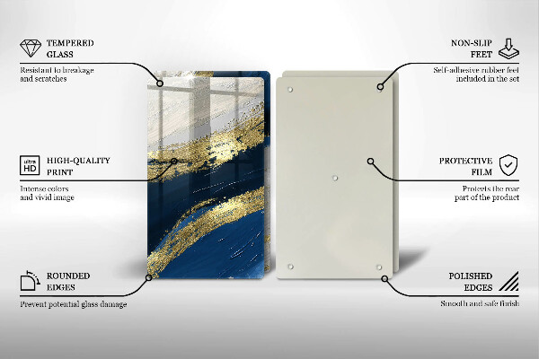 Placă sticla protectie aragaz Textura cu aur