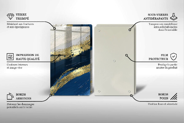 Placă sticla protectie aragaz Textura cu aur