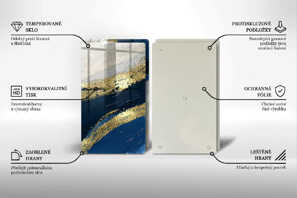 Placă sticla protectie aragaz Textura cu aur