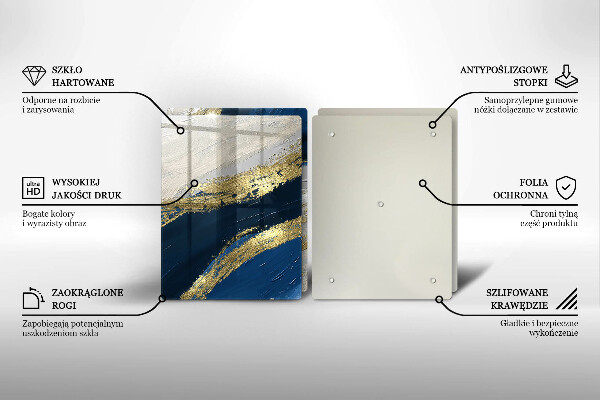 Placă sticla protectie aragaz Textura cu aur