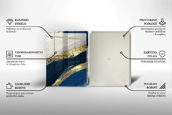 Placă sticla protectie aragaz Textura cu aur