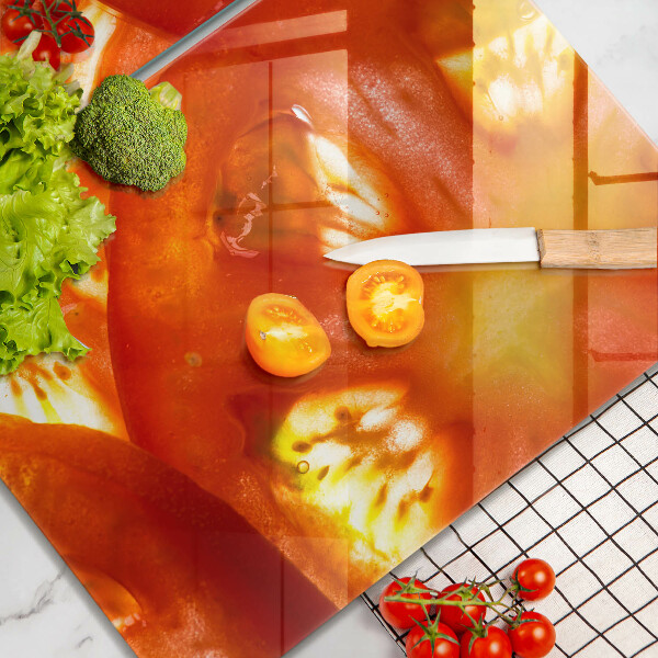 Placă sticla protectie aragaz O felie de roșie roșie