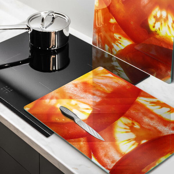 Placă sticla protectie aragaz O felie de roșie roșie