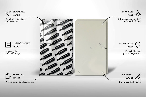 Placă sticla protectie aragaz Sticle de vin negru